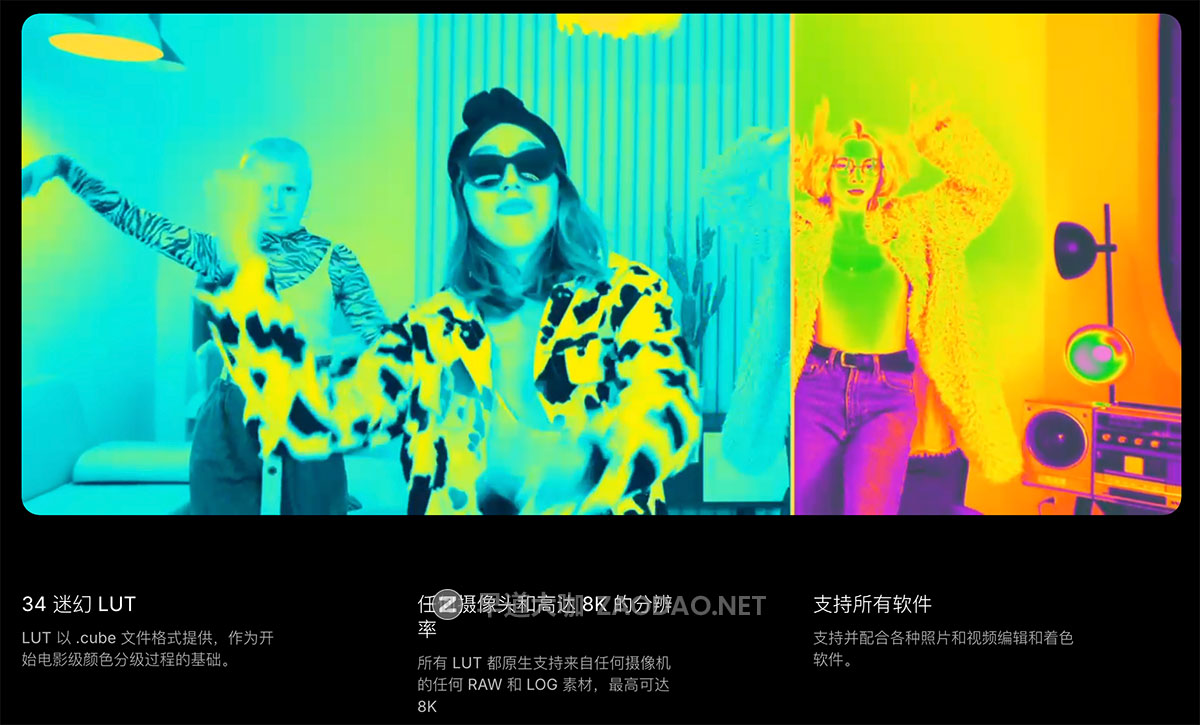 34组迷幻嘻哈风热像仪热成像视频颜色分级调色LUT预设包 Pixflow – CL-Acid Coloring LUTs插图4