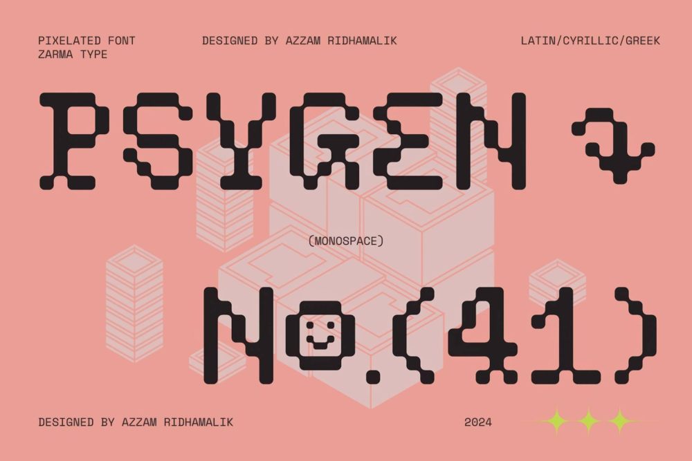 现代复古像素风品牌海报游戏排版设计装饰英文字体 Psygen — Modern Pixel Font插图