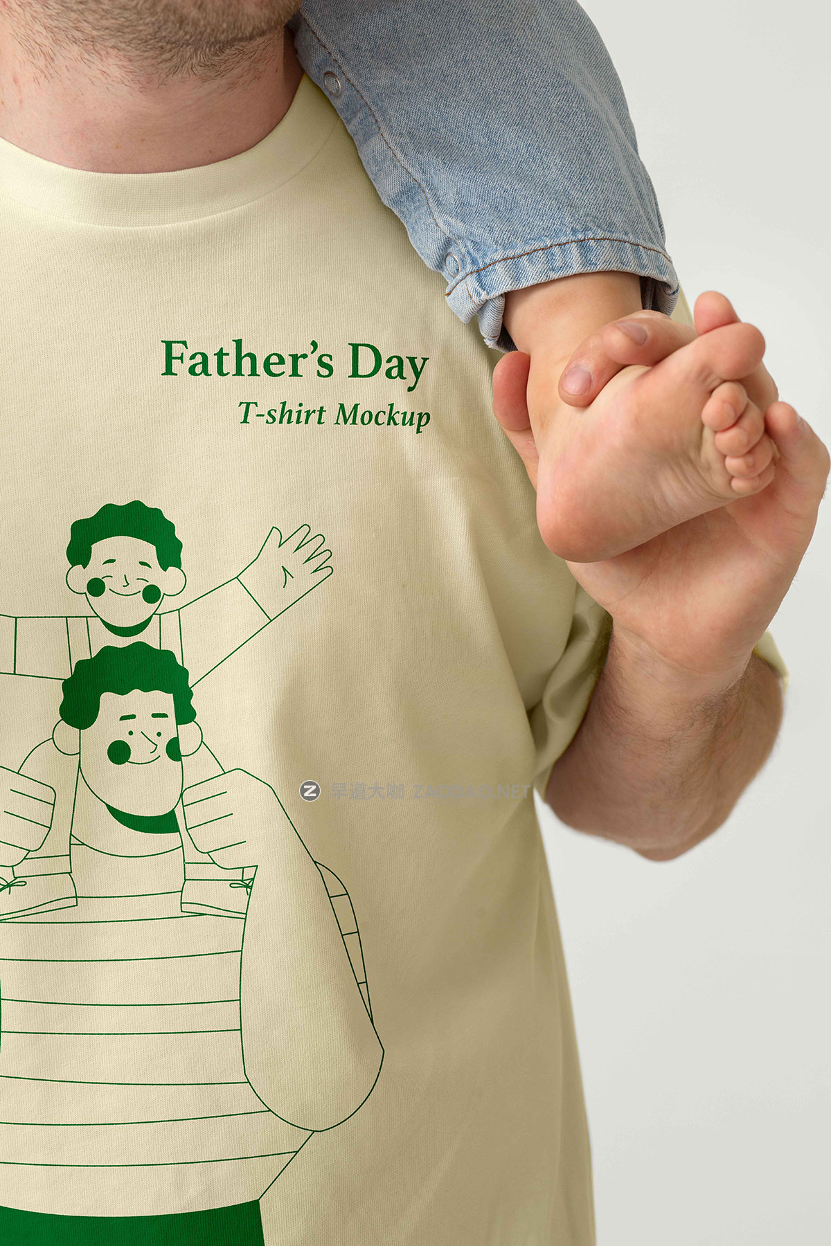 6款国外模特亲子装T恤半袖印花图案设计Ps贴图样机模板 T-shirt Mockup插图1