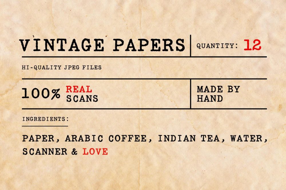 12款复古做旧褶皱纸张纹理高清背景图片 Vintage Paper Textures Pack插图