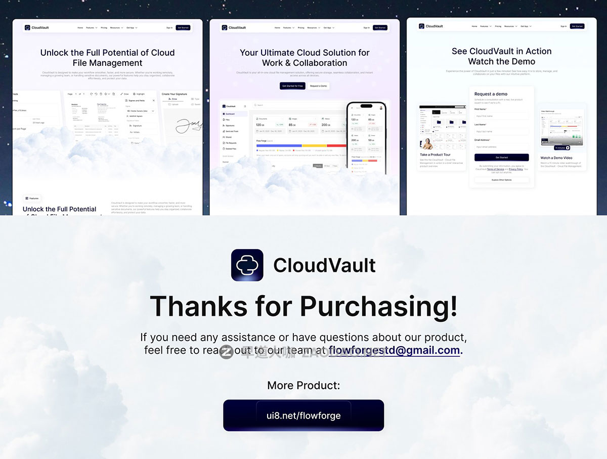 36屏响应式网盘云存储文件管理仪表盘ui界面设计figma模板套件 CloudVault – Cloud File Storage Website UI Kit插图8