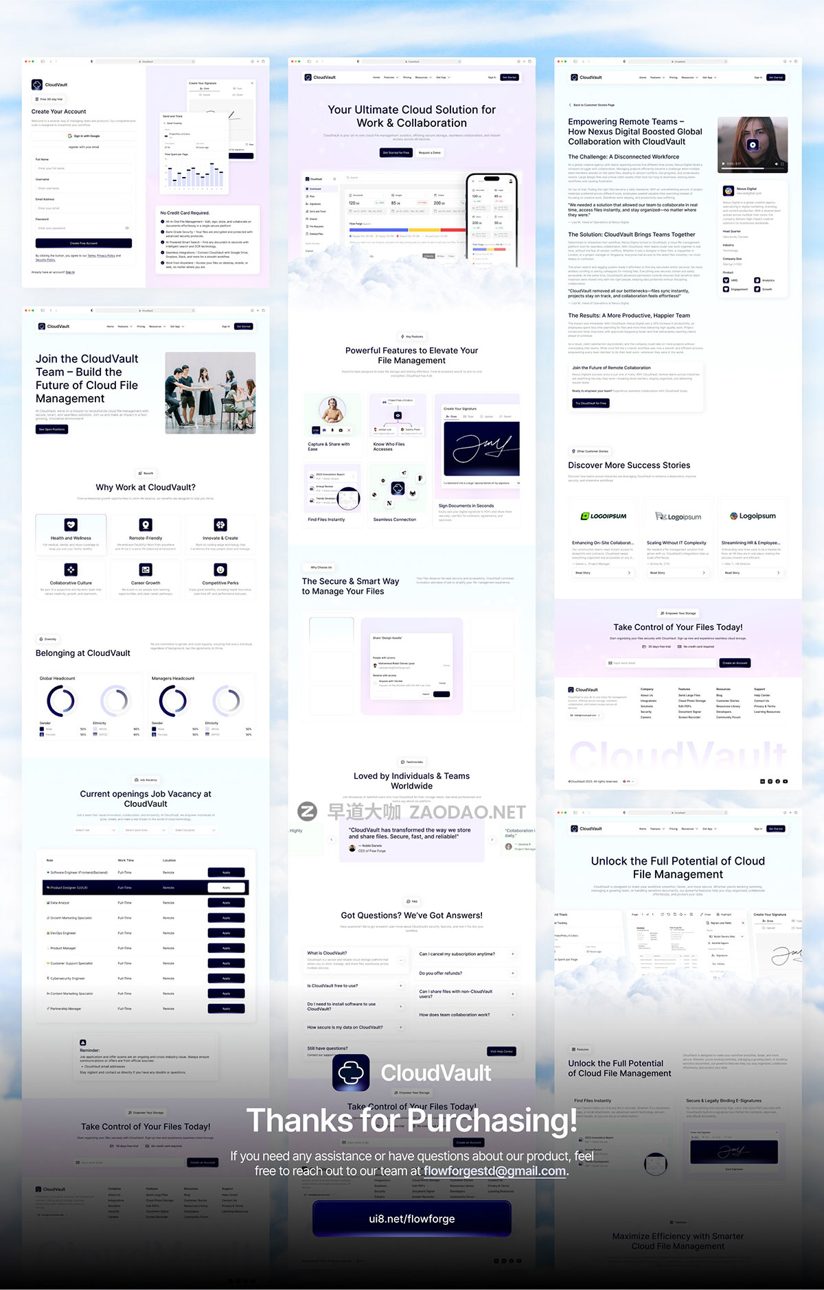 36屏响应式网盘云存储文件管理仪表盘ui界面设计figma模板套件 CloudVault – Cloud File Storage Website UI Kit插图7