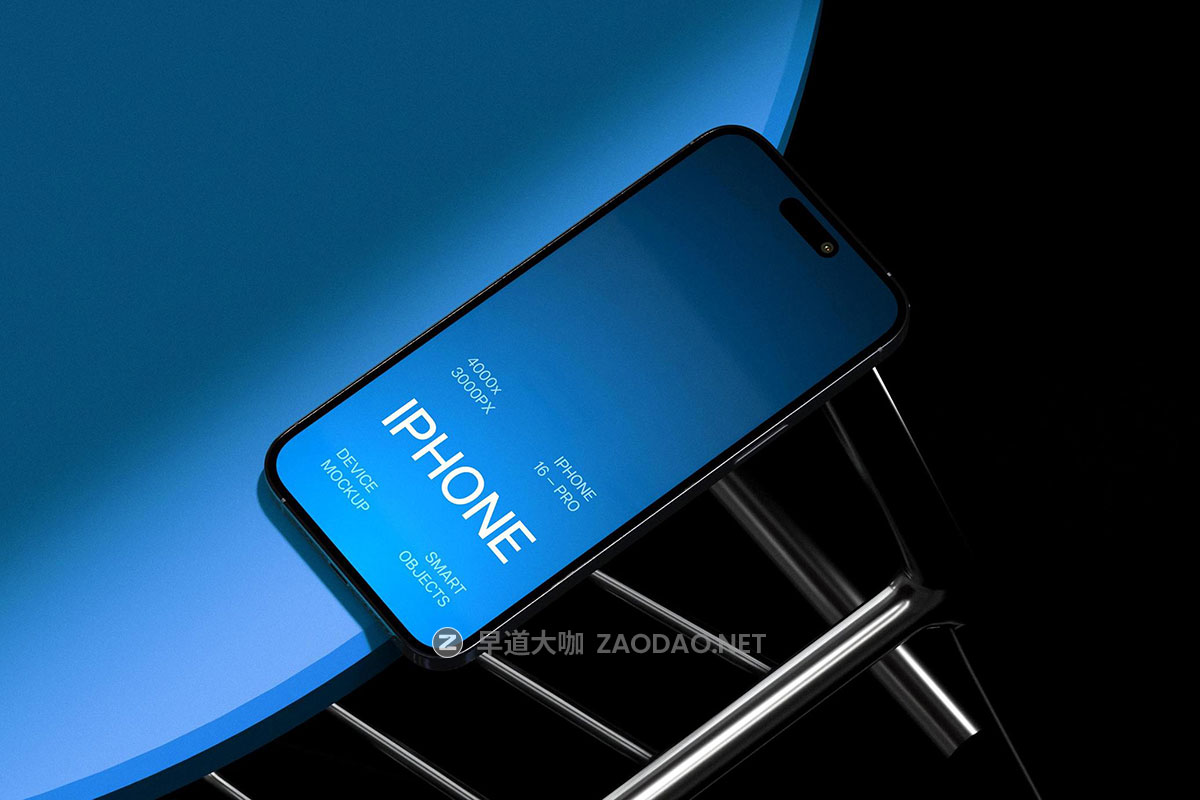 iPhone 16 Pro Mockups 5款高级工业风ui界面海报作品集设计苹果iPhone 16 Pro手机展示效果图PS样机模板插图9