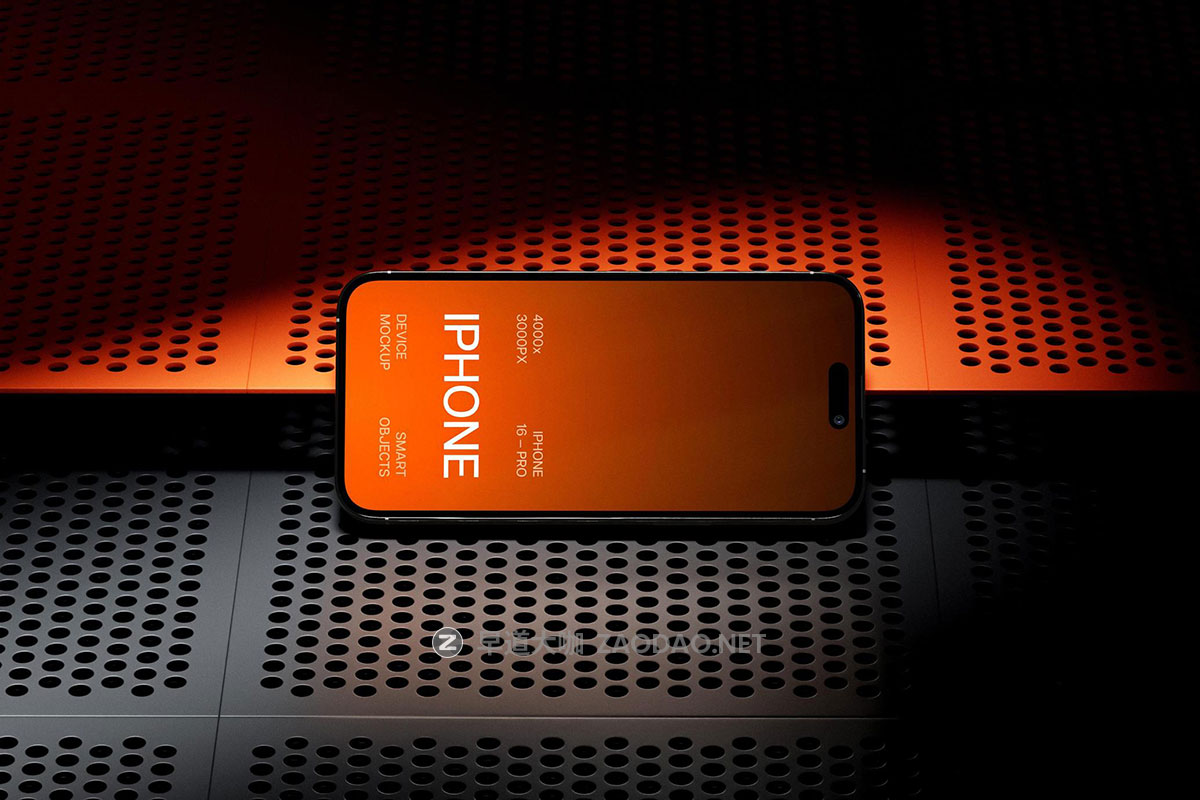 iPhone 16 Pro Mockups 5款高级工业风ui界面海报作品集设计苹果iPhone 16 Pro手机展示效果图PS样机模板插图5