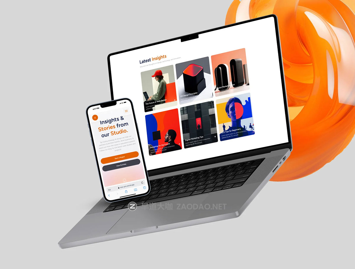 时尚响应式案例展示工作室设计服务公司网站界面设计html+css源码素材 Roxo – Digital Agency Template插图2
