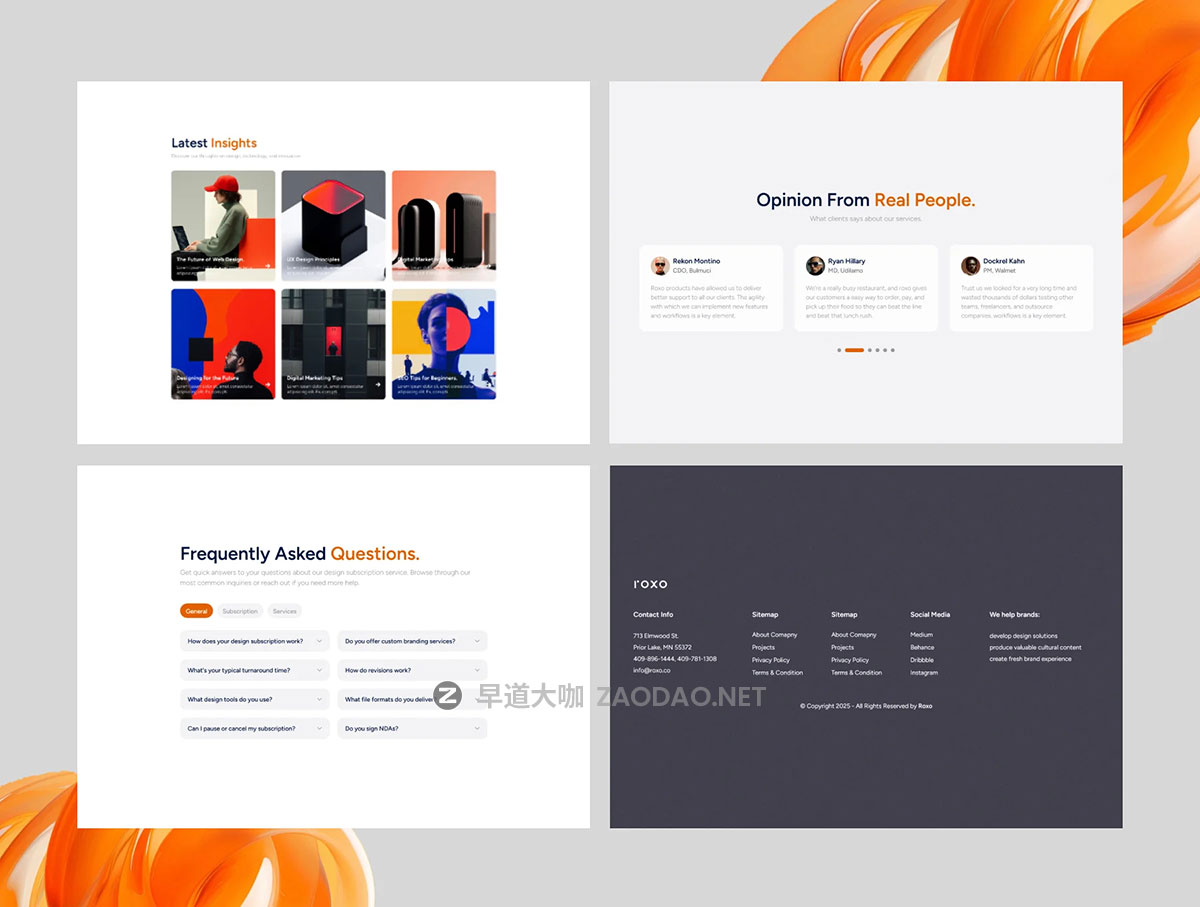时尚响应式案例展示工作室设计服务公司网站界面设计html+css源码素材 Roxo – Digital Agency Template插图6