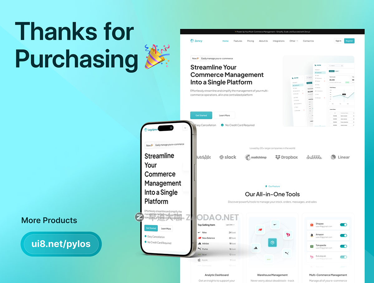 70+屏高级旅行票务酒店预订SaaS服务网站WEB UI界面设计Figma模板套件 Zency – Modern SaaS Website UI Kit插图4