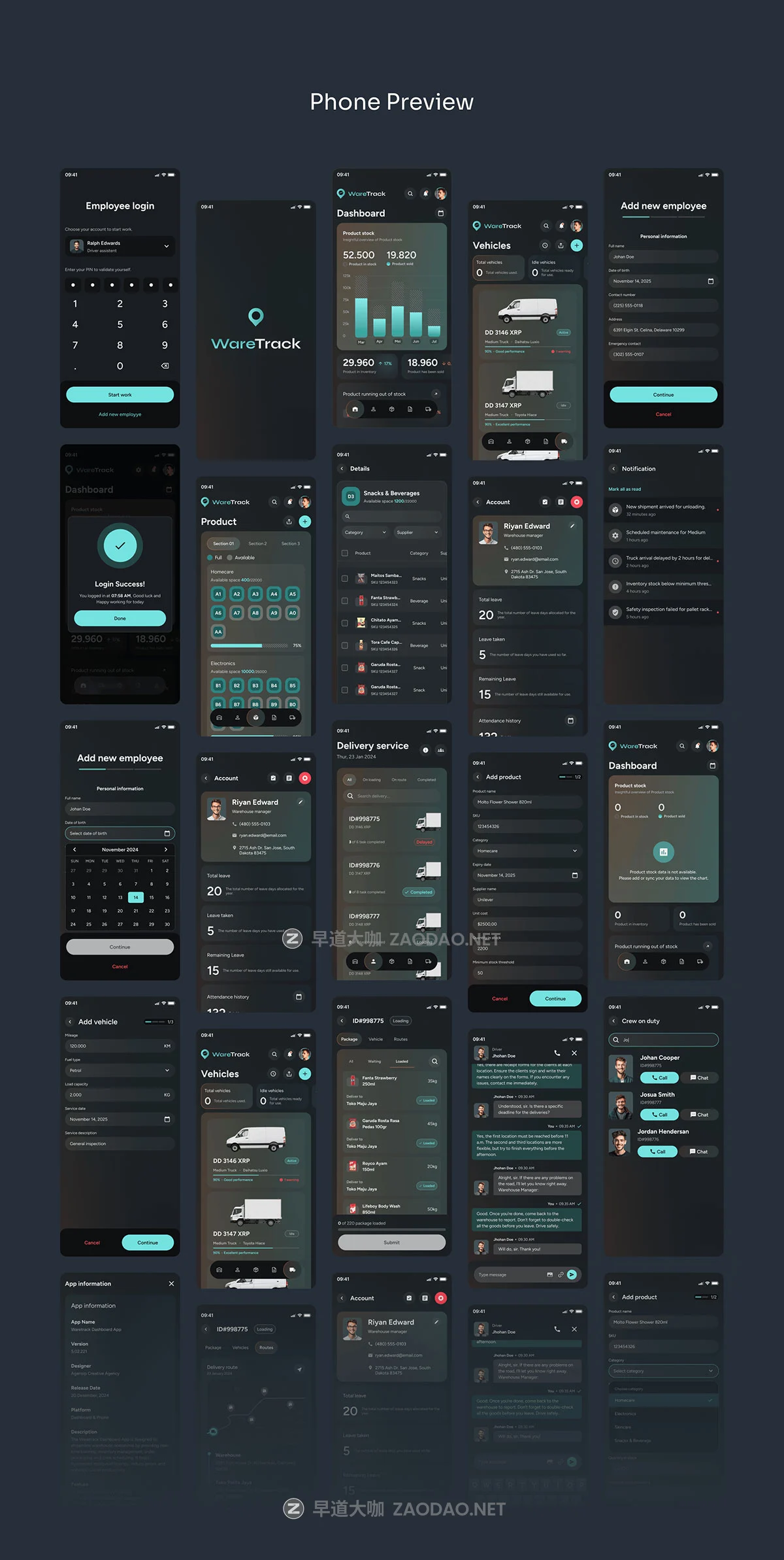 165屏暗黑系超市餐厅药店零售物流仓库仓储供应链SaaS服务仪表盘ui界面设计figma模板套件 WareTrack – SAAS Warehouse Management App UI Kit插图12 165屏暗黑系超市餐厅药店零售物流仓库仓储供应链SaaS服务仪表盘ui界面设计figma模板套件 WareTrack – SAAS Warehouse Management App UI Kit插图12