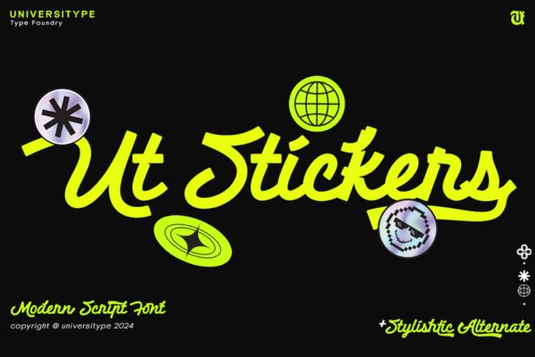 现代美学街头涂鸦包装徽标设计手写英文字体安装包 Stickers – A Modern Script Font