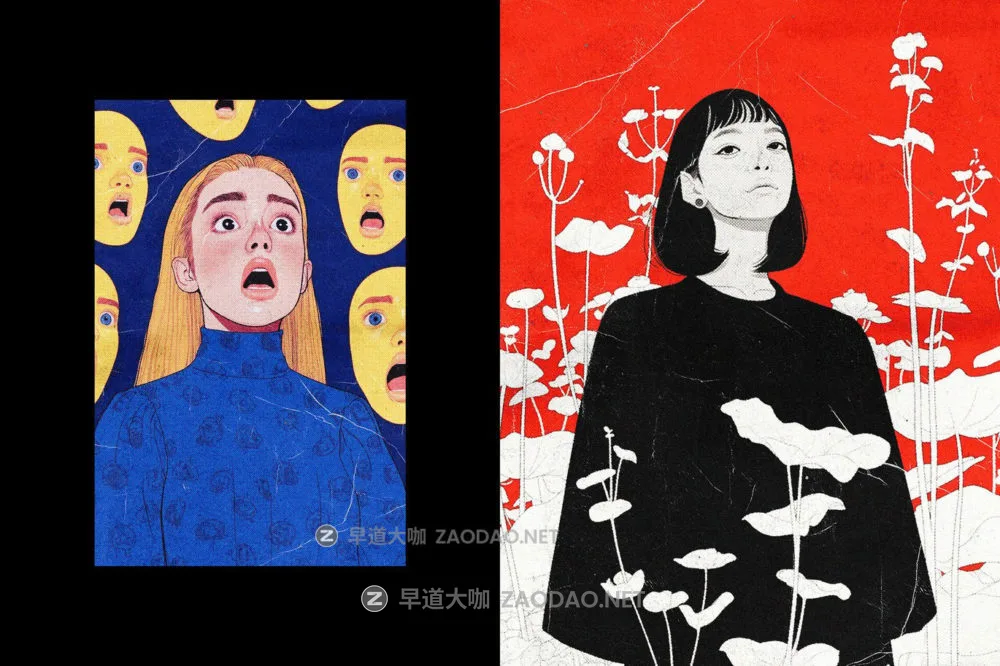 复古半色调riso打印印花照片效果ps特效滤镜样机 Vintage Worn Print Effect插图2 复古半色调riso打印印花照片效果ps特效滤镜样机 Vintage Worn Print Effect插图2