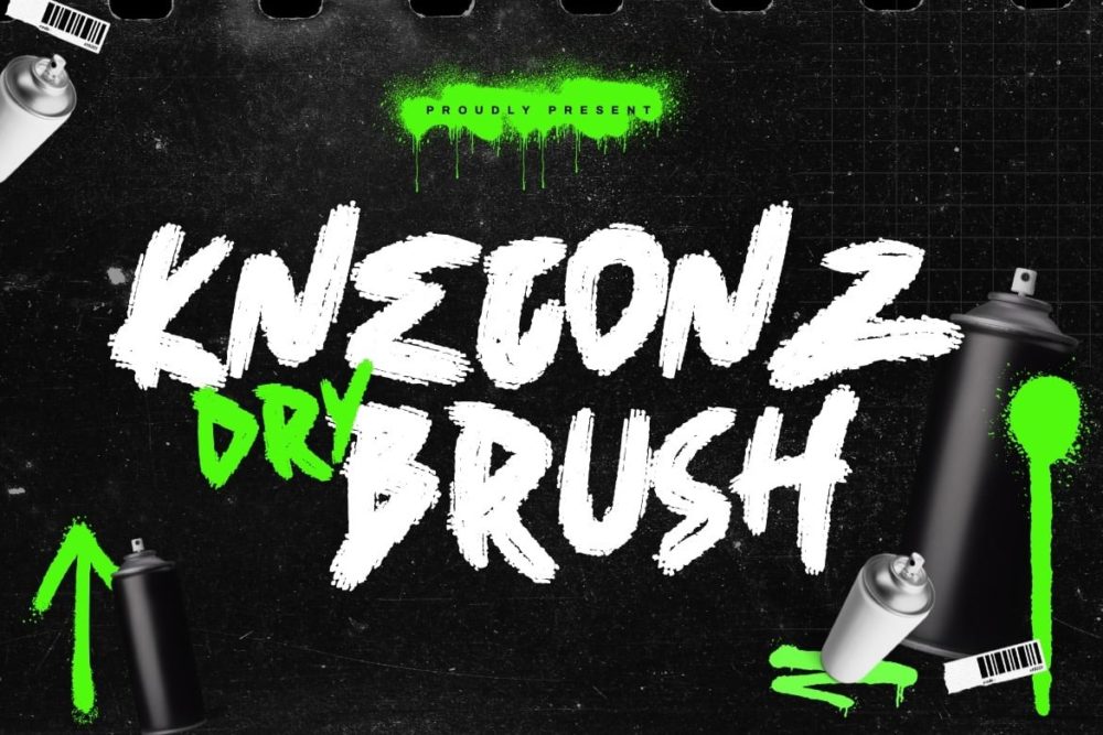 时尚优雅品牌服装海报徽标设计手写英文字体安装包 Kneconz – Dry Brush Font插图