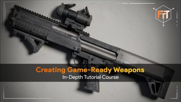 [独家AI翻译] Blender SP高质量游戏武器建模UV贴图烘焙渲染全流程教程中文字幕 Creating Game-Ready Weapons Using Blender & Substance Painter