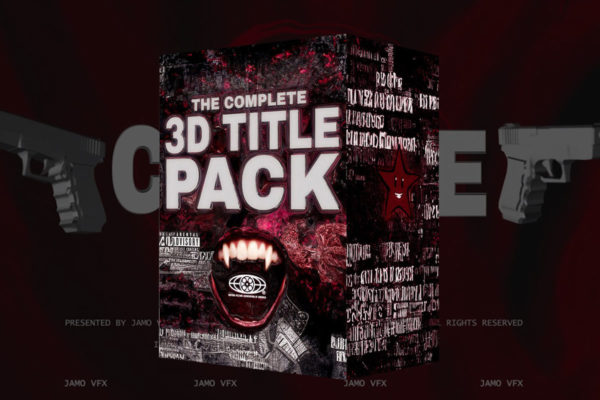Jamo VFX – The Complete 3D Title Pack 300多组嘻哈朋克风格酸性金属镀铬3D大写字母标题MOV叠加元素背景纹理视频动画