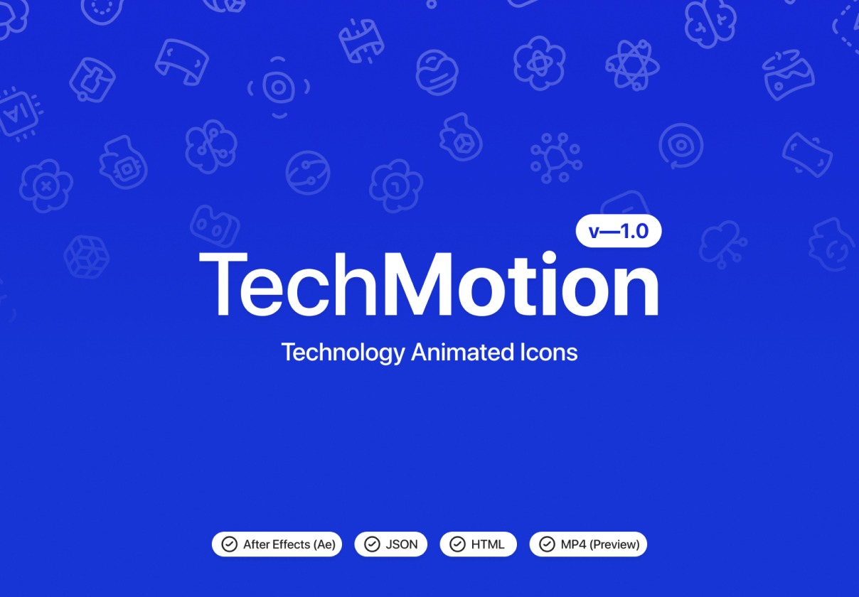 100+款创意动态动画图标设计AE/Html格式设计素材 TechMotion v—1.0 / Animated Icons插图