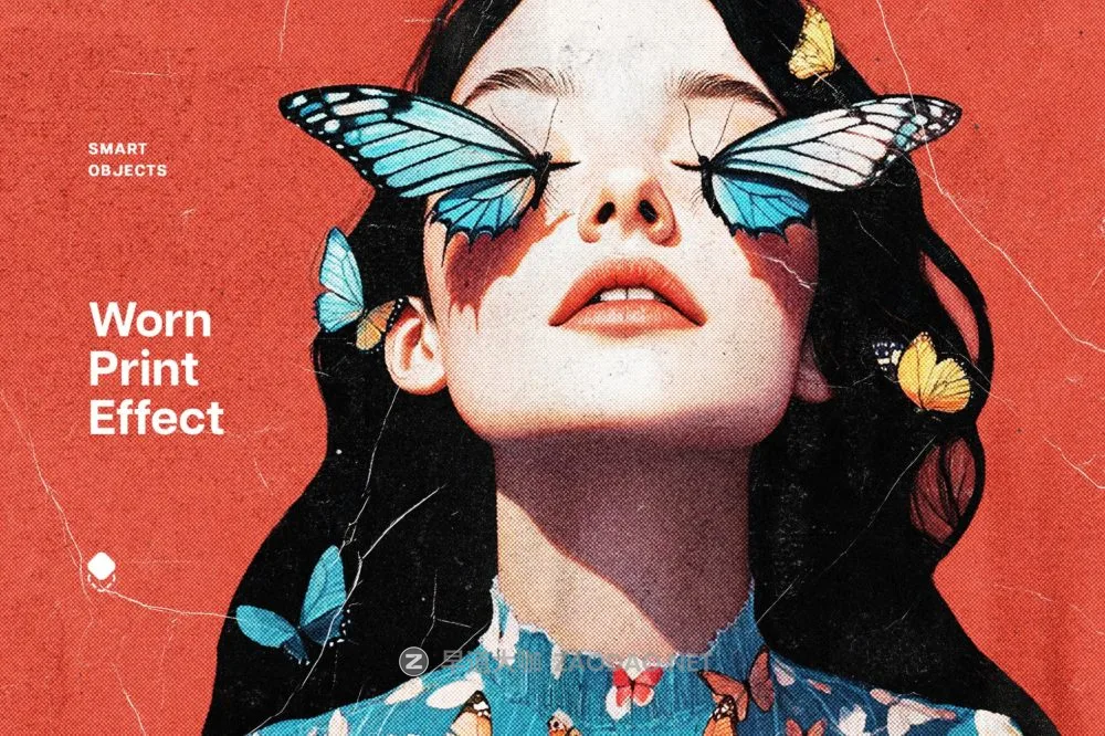 复古半色调riso打印印花照片效果ps特效滤镜样机 Vintage Worn Print Effect插图 复古半色调riso打印印花照片效果ps特效滤镜样机 Vintage Worn Print Effect插图