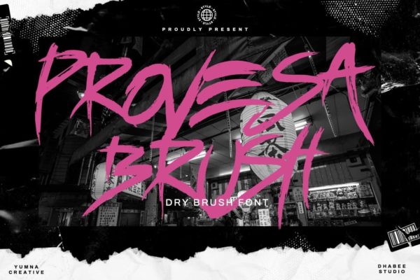 时尚涂鸦风品牌服装邀请函包装海报设计手写英文字体 Provesa – Brush Font