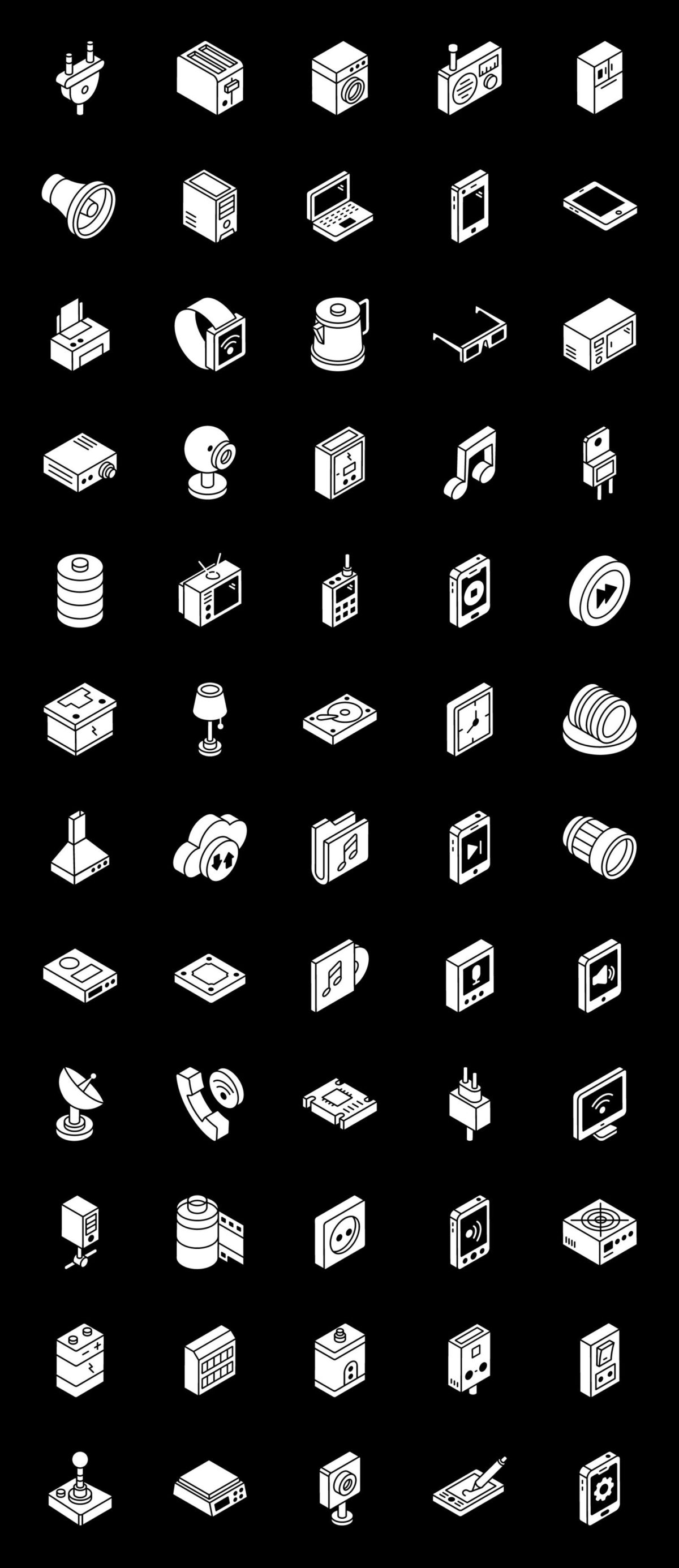2000+款等距app网站界面设计图标icons素材包 2000+ Isometric Icons Set