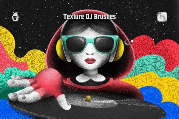 20款颗粒噪点沙砾铅笔绘画效果PS笔刷画笔素材 Texture DJ Brushes for Photoshop