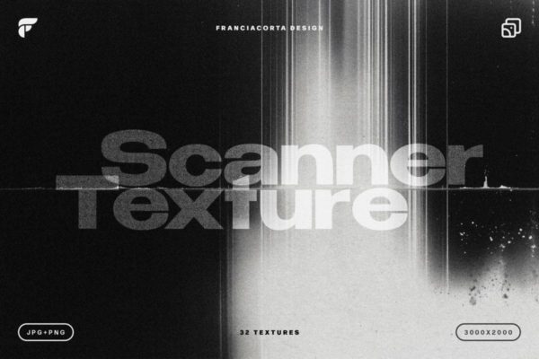 B&W Scanner Textures 32款做旧噪点颗粒扫描打印复古质感纹理JPG/PNG背景图片素材