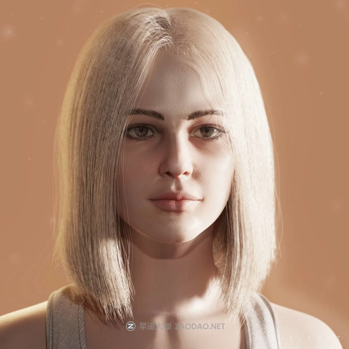 Flycat Blender逼真3D女孩头像肖像建模写贴图渲染视频教程 ArtStation – 3D Girl Portrait – Blender 3. ...
