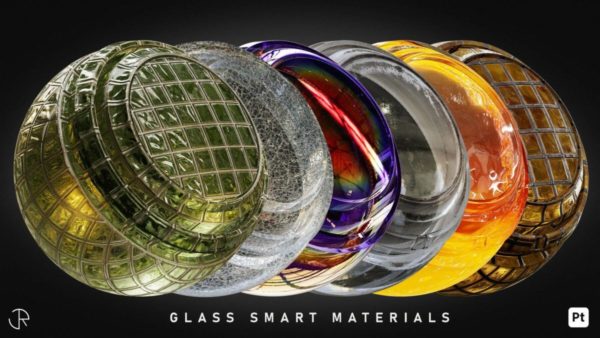 30款半透明磨砂玻璃有色图案玻璃Substance材质预设 Glass Smart Materials for Substance 3D Painter
