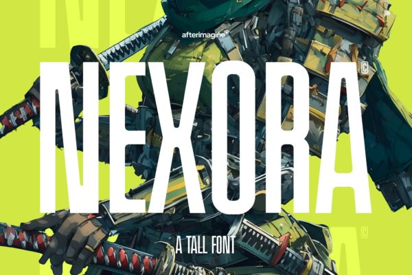 现代未来派科幻电子竞技海报徽标设计无衬线英文字体安装包 Nexora Tall Font