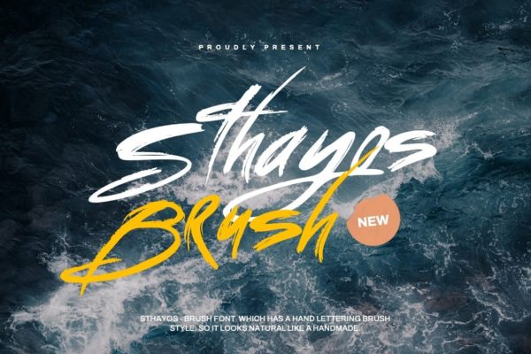 时尚涂鸦品牌海报徽标设计手写英文字体安装包 Sthayos – Brush Font