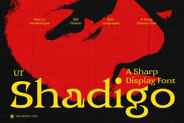 现代时尚品牌海报徽标设计衬线英文字体安装包 Shadigo – A Sharp Display Font