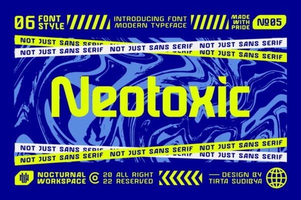 未来派海报徽标书籍封面设计无衬线英文字体安装包 Neotoxic – Futuristic Sans Serif