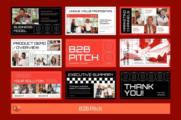 时尚简约企业营销策划演示文稿设计ppt模版 B2B Pitch Deck