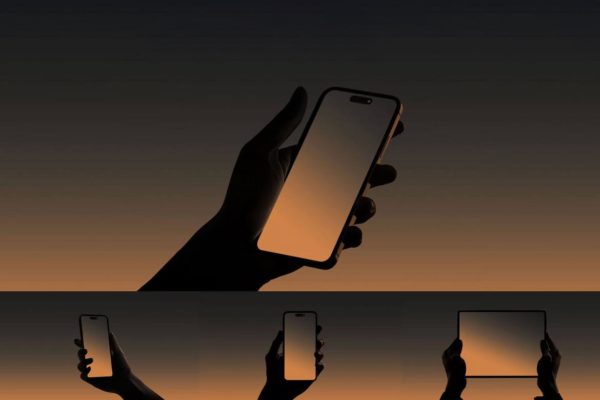 5款高级暗调苹果iPhone手机iPad平板电脑UI界面作品设计展示贴图PSD样机模板 Dusk Handheld Device Mockups