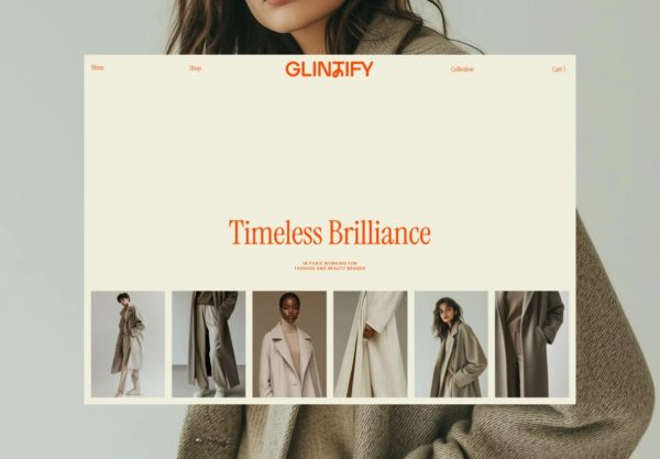 10屏高端服装摄影艺术作品网站用户界面UI设计Figma模板素材 GLINTIFY – Figma website template