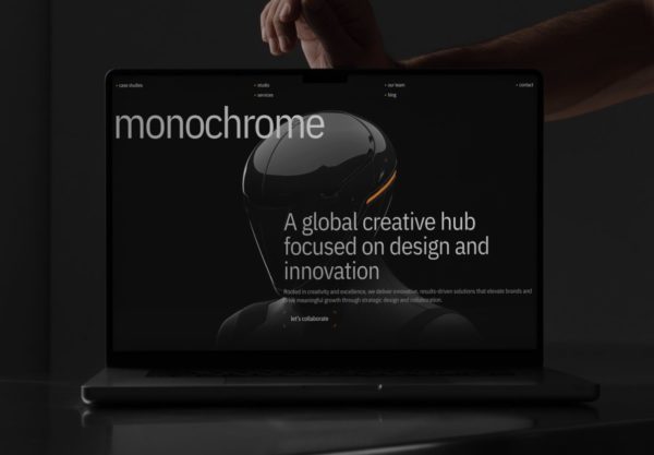 暗黑工作室设计机构网站界面UI设计Framer模板素材 Monochrome