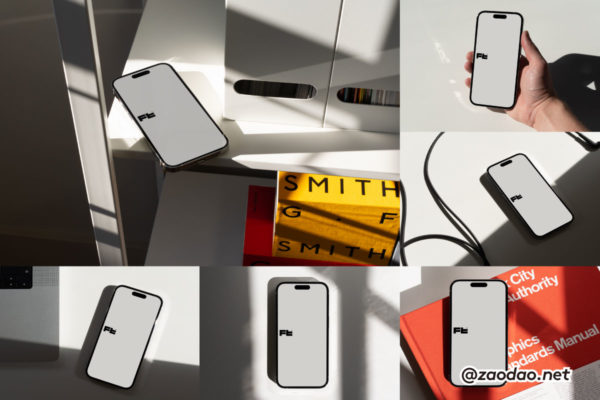 9款国外小众UI界面作品设计苹果iPhone 14 Pro展示贴图PSD样机模板 Studio Few – iPhone 14 Pro Mockup Bundle