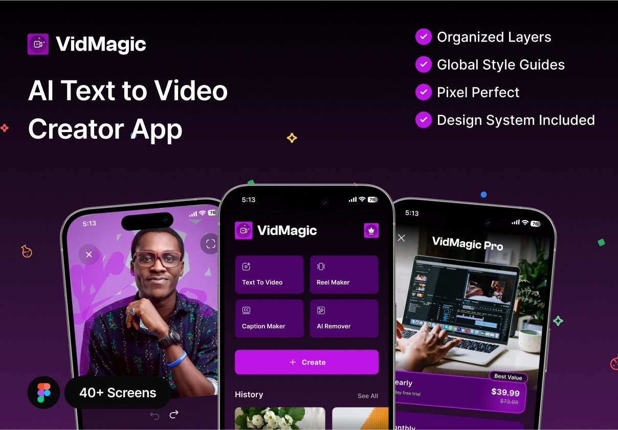 40 AI APP UI Figma VidMagic AI Text To Video 40 ai app ui figma vidmagic ai text to video