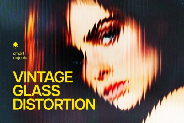 透明玻璃折射模糊照片效果ps特效滤镜样机 Vintage Glass Distortion Effect