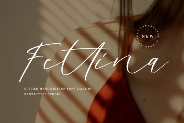 现代时尚品牌杂志包装邀请函设计手写英文字体安装包 Fettina Stylish Handwritten Font
