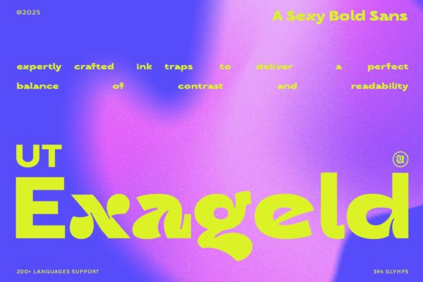 优雅几何品牌海报徽标设计无衬线英文字体安装包 Exageld – A Bold Sans