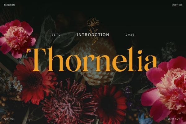现代优雅哥特式品牌音乐封面婚礼设计衬线英文字体 Thornelia — Elegant Gothic Serif Font