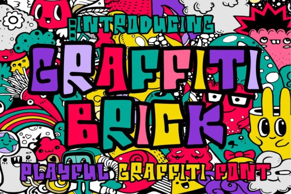 时尚卡通街头涂鸦品牌海报包装服饰设计装饰英文字体安装包 Graffiti Brick – Graffiti Font