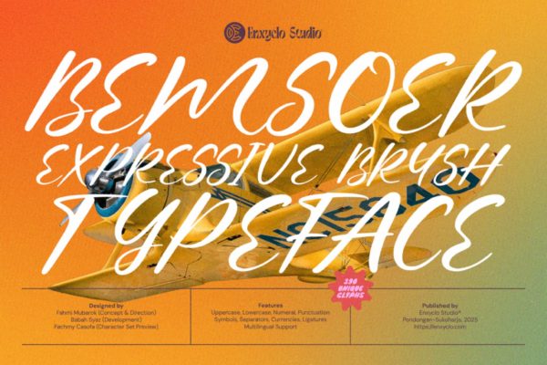 时尚复古杂志海报徽标设计手写英文字体安装包 Bemsoer – Bold Expressive Brush Script