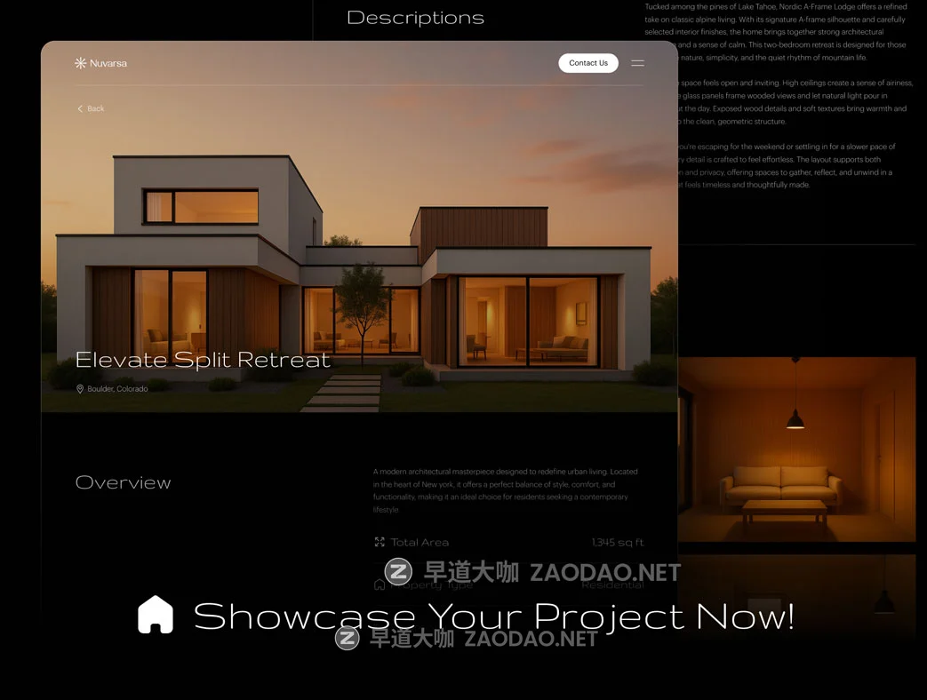 响应式暗黑系房地产开发商建筑设计师作品集网站UI界面设计Framer模板素材 Nuvarsa Framer Template插图1 响应式暗黑系房地产开发商建筑设计师作品集网站UI界面设计Framer模板素材 Nuvarsa Framer Template插图1