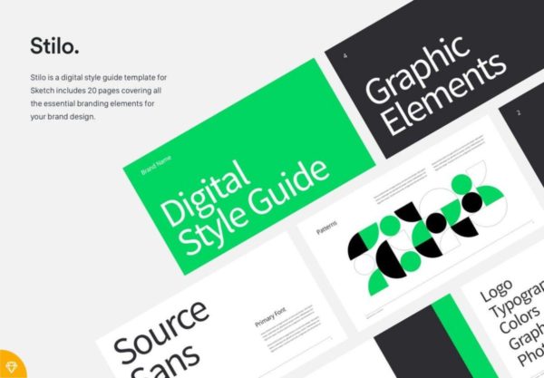 20页极简品牌vi使用规范手册图文排版设计sketch模板素材 Stilo – Digital Style Guide