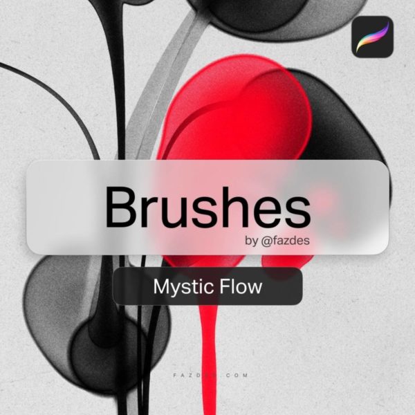 12款燥点颗粒数字绘画procreate笔刷画笔+纸张纹理设计素材套装 Mystic Flow – 12 Unique Lettering & Painting Brushes for Procreate