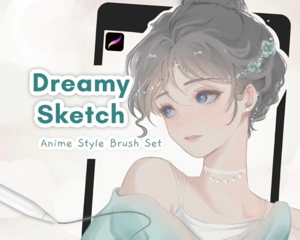 梦幻柔软线条素描数字绘画效果procreate笔刷画笔素材 Dreamy Sketch Brush Set