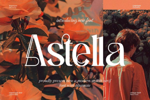 现代时尚品牌海报电影标题邀请函设计衬线英文字体 Astella Modern Stylish Serif Font