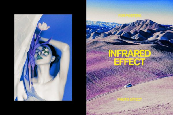 迷幻热成像红外线照片效果ps特效滤镜样机 Infrared Poster Filter