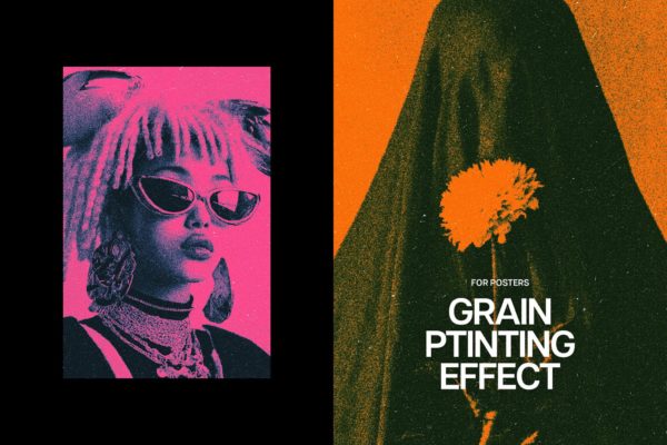 复古粒状riso打印照片效果ps特效滤镜样机 Grain Printing Poster Effect
