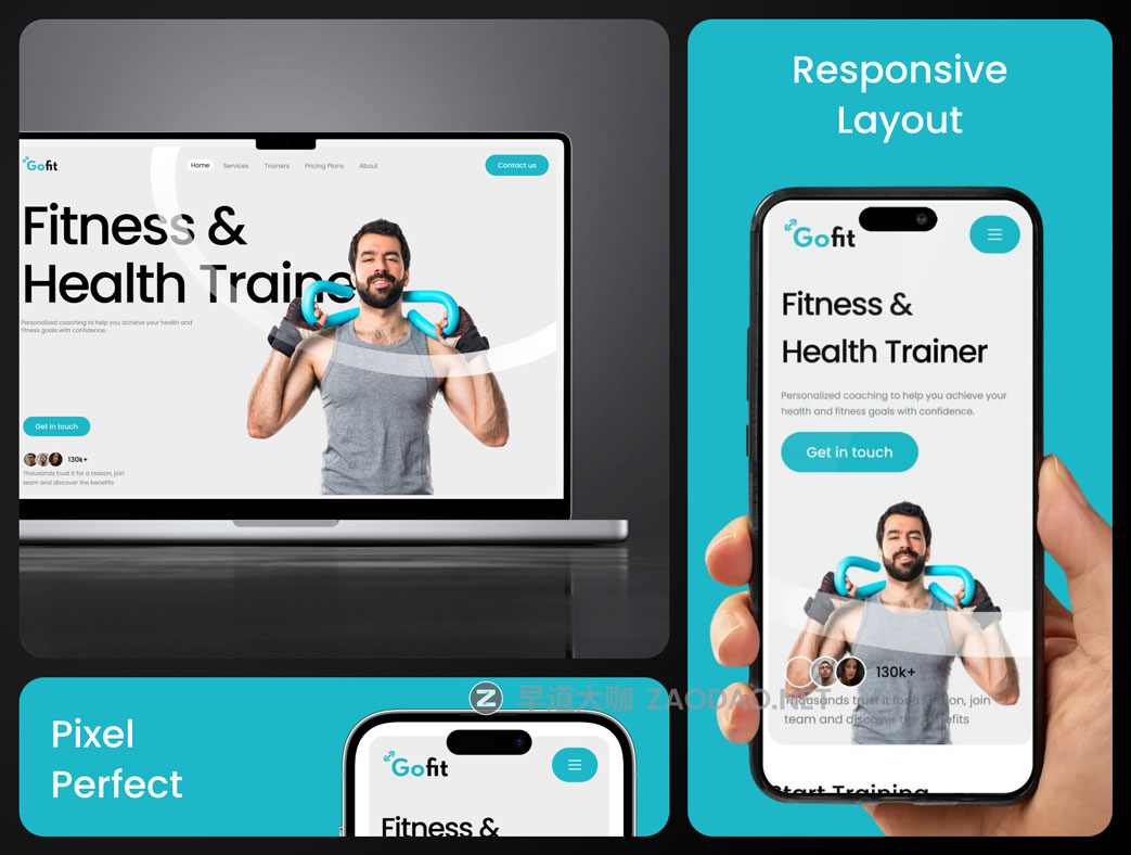 20+屏响应式健身锻炼网站用户登陆界面UI套件设计figma模板素材 GoFit – Fitness Website UI Kit插图1 20+屏响应式健身锻炼网站用户登陆界面UI套件设计figma模板素材 GoFit – Fitness Website UI Kit插图1