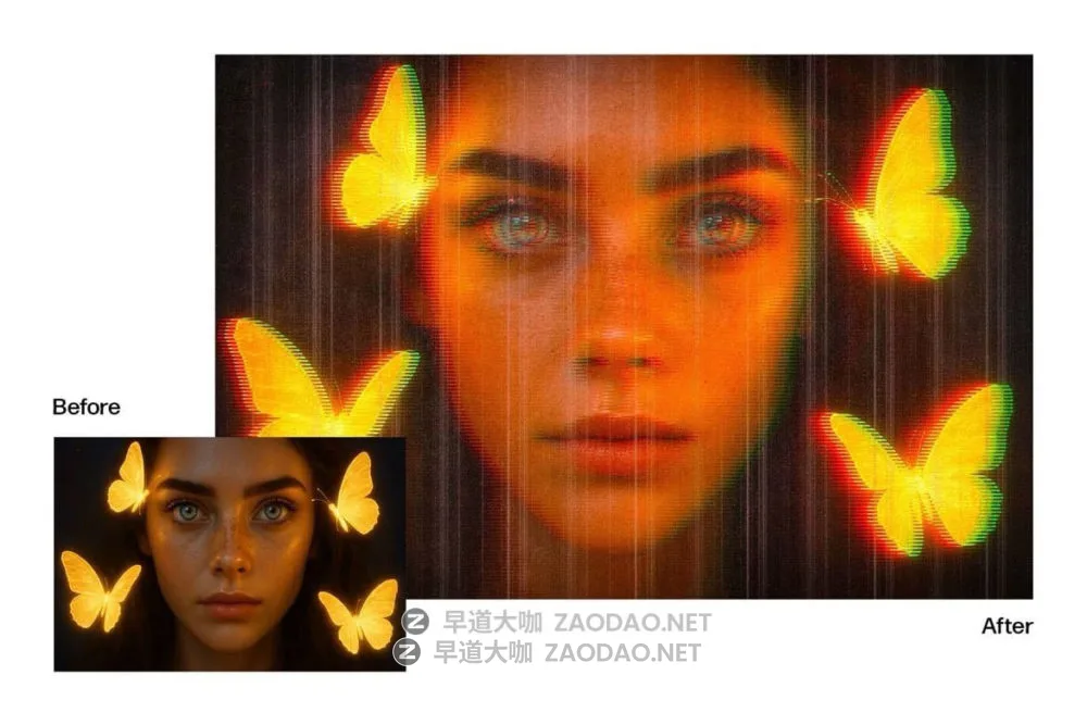 故障失真扭曲赛博朋克照片效果ps特效滤镜样机 Error Glitch Photo Effect Template插图2 故障失真扭曲赛博朋克照片效果ps特效滤镜样机 Error Glitch Photo Effect Template插图2